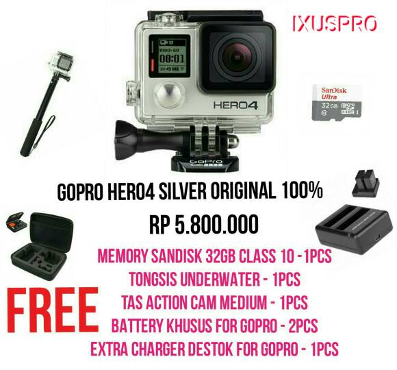 jual gopro hero4 silver edition paket bonus go pro jual gopro hero4 silver edition paket bonus go pro