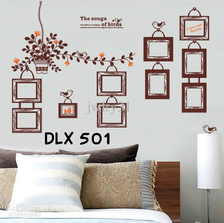 jual wallsticker uk.60x90 wall stiker frame coklat vintage - wall