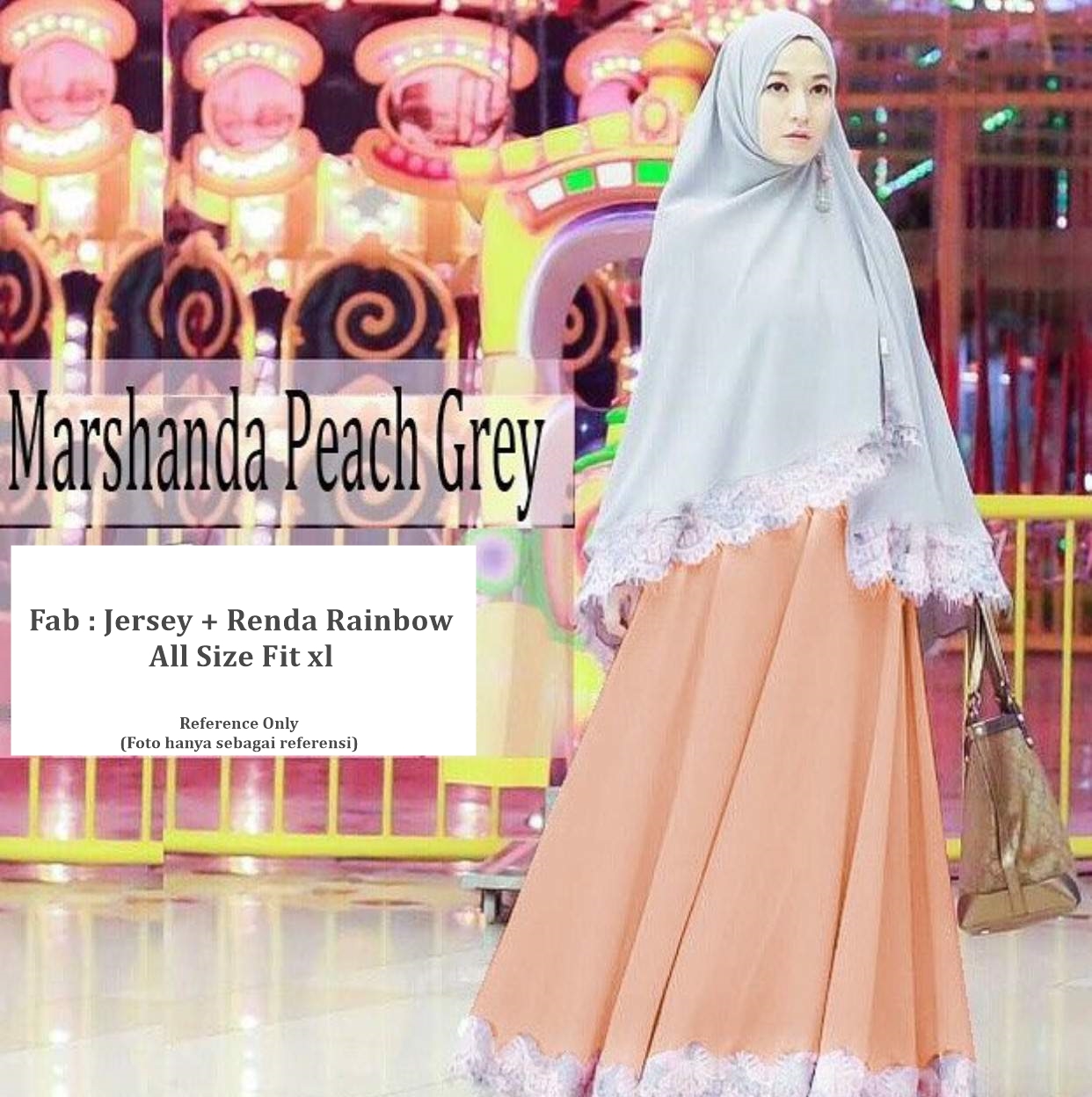 Jual Baju Dress Muslim Wanita Aisyah Peach Gamis Maxi Syari Khimar Long Vienvy Shop Tokopedia