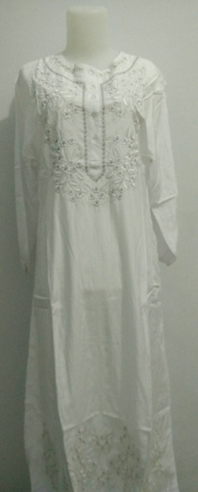 Jual Gamis Putih Bordir Busui Saku Pakaian Umroh Baju Umrah