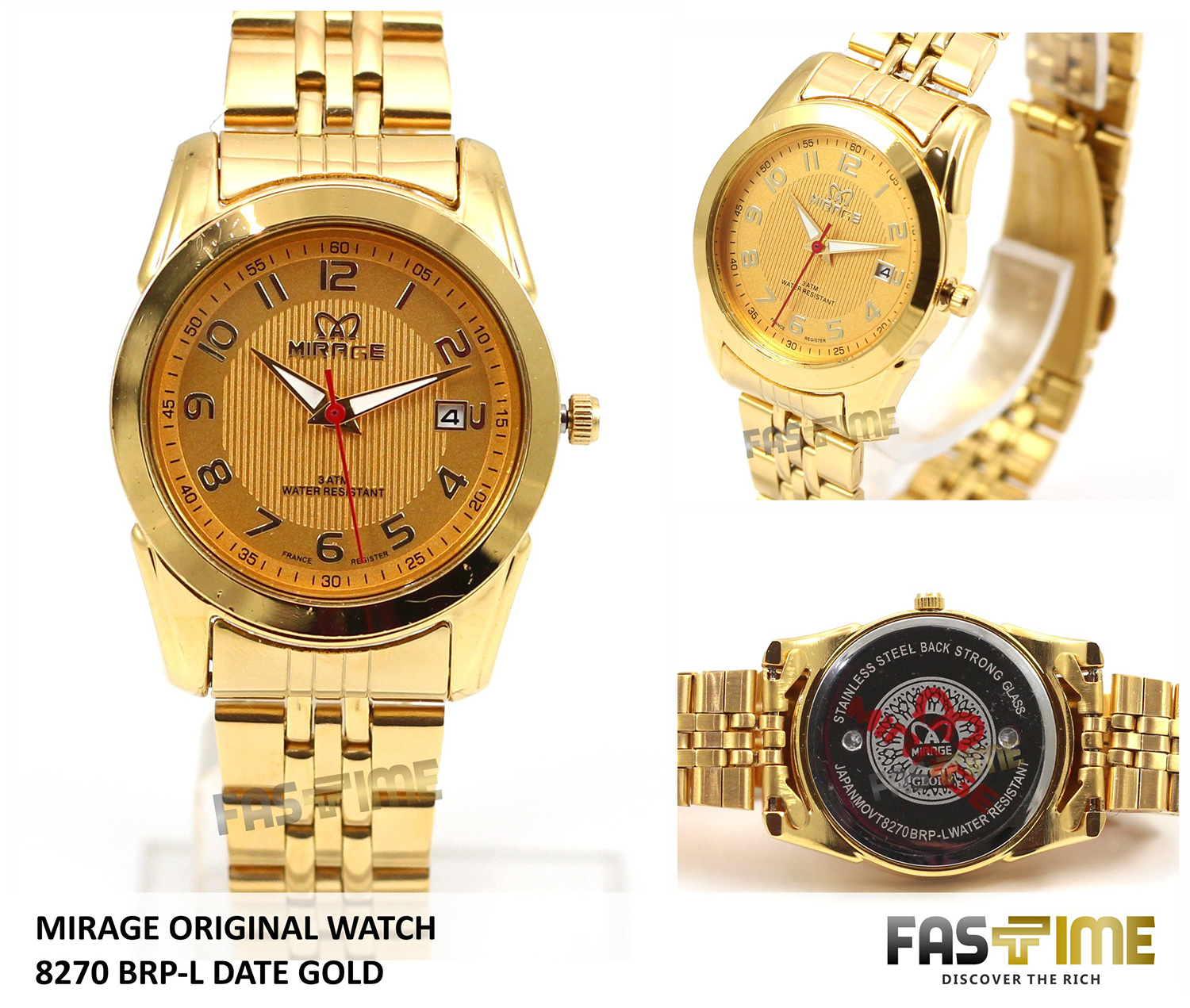 Jual Jam Tangan Wanita Japan Technology MIRAGE Original 8270 BRP-L Gold - Fastime Indonesia