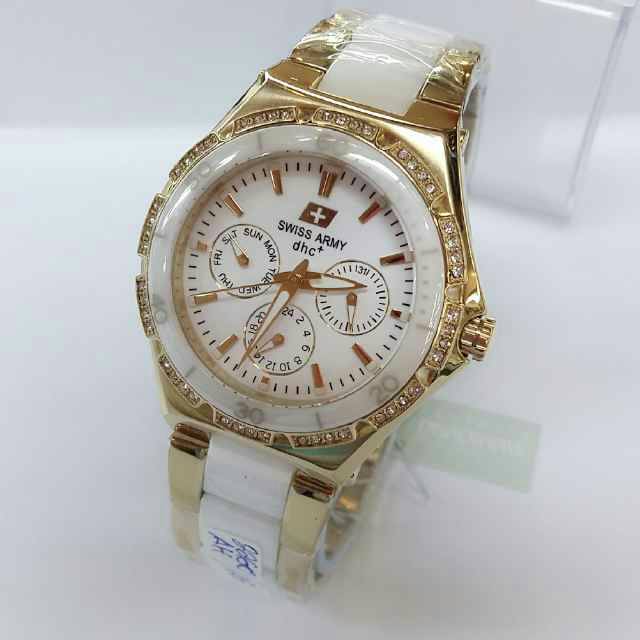 Jual JAM TANGAN WANITA CEWEK SWISS ARMY ORIGINAL GOLD MULTIFUNGSI