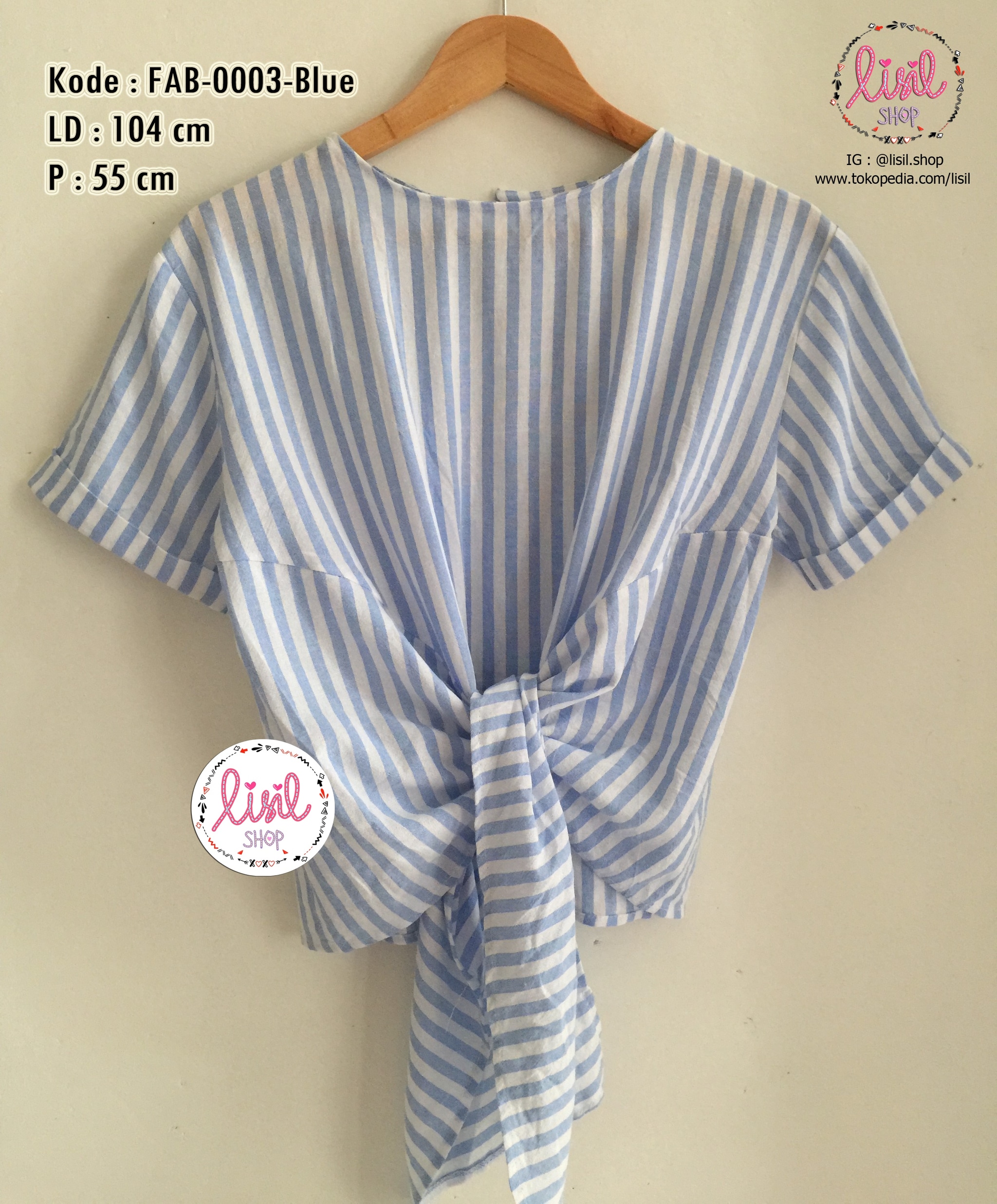 jual baju wanita atasan cewek motif garis biru blouse jual baju wanita atasan cewek motif garis biru blouse