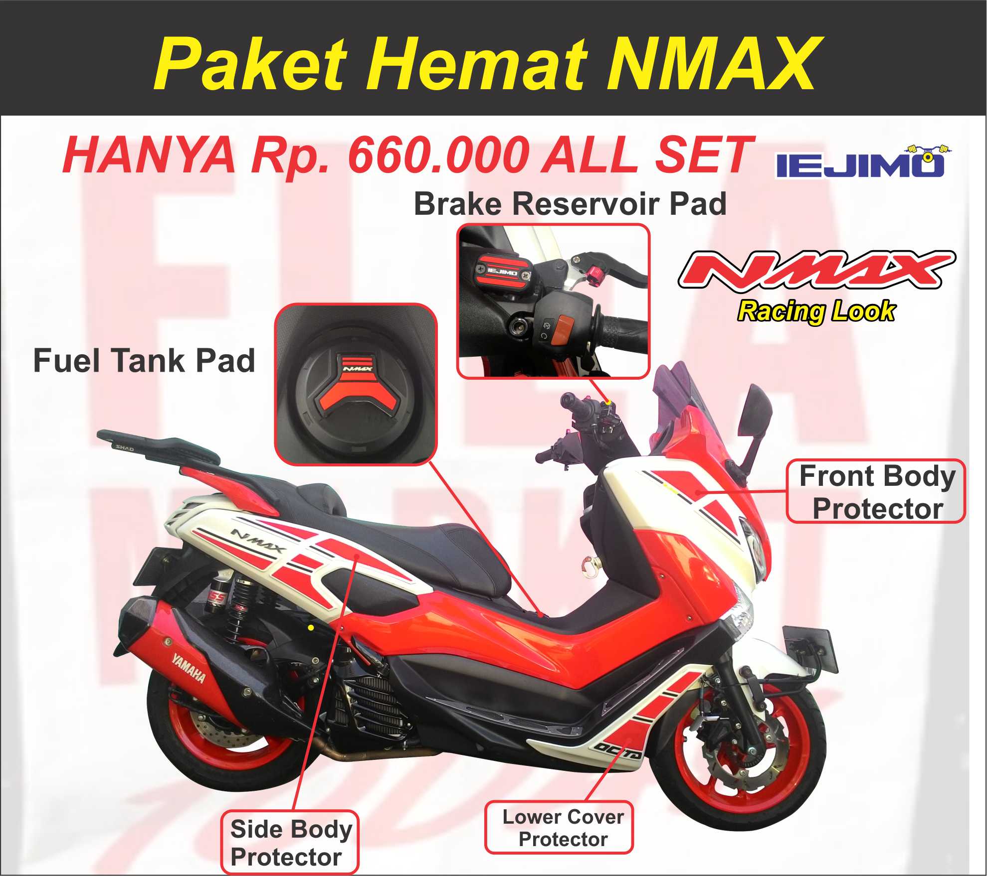 Jual PAKET TANKPAD BRAKE RESERVOIR BODY PROTECTOR NMAX