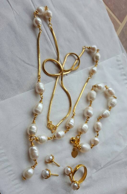 Jual Set Perhiasan Mutiara Air Tawar Ikat Lapis Emas 24k jual set perhiasan mutiara air tawar ikat lapis emas 24k