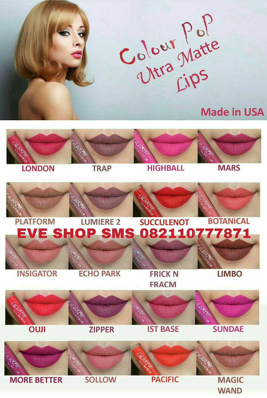 LIPSTIK MATTE  LIPCREAM MATTE  LIPSTIK MATTE COLOURPOP ULTRA MATTE