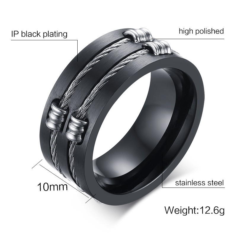 Jual Metal Wire Steel Black Titanium Ring Cincin jual metal wire steel black titanium ring cincin