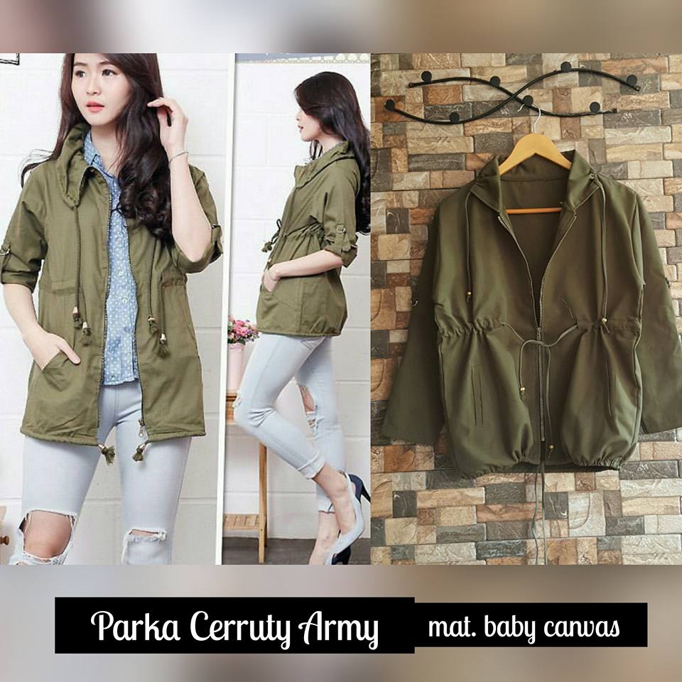 Jaket Parka Cewe Canvas Fashion Korea Daftar Update Harga Source Jual Jaket Wanita Parka Cerruty Army