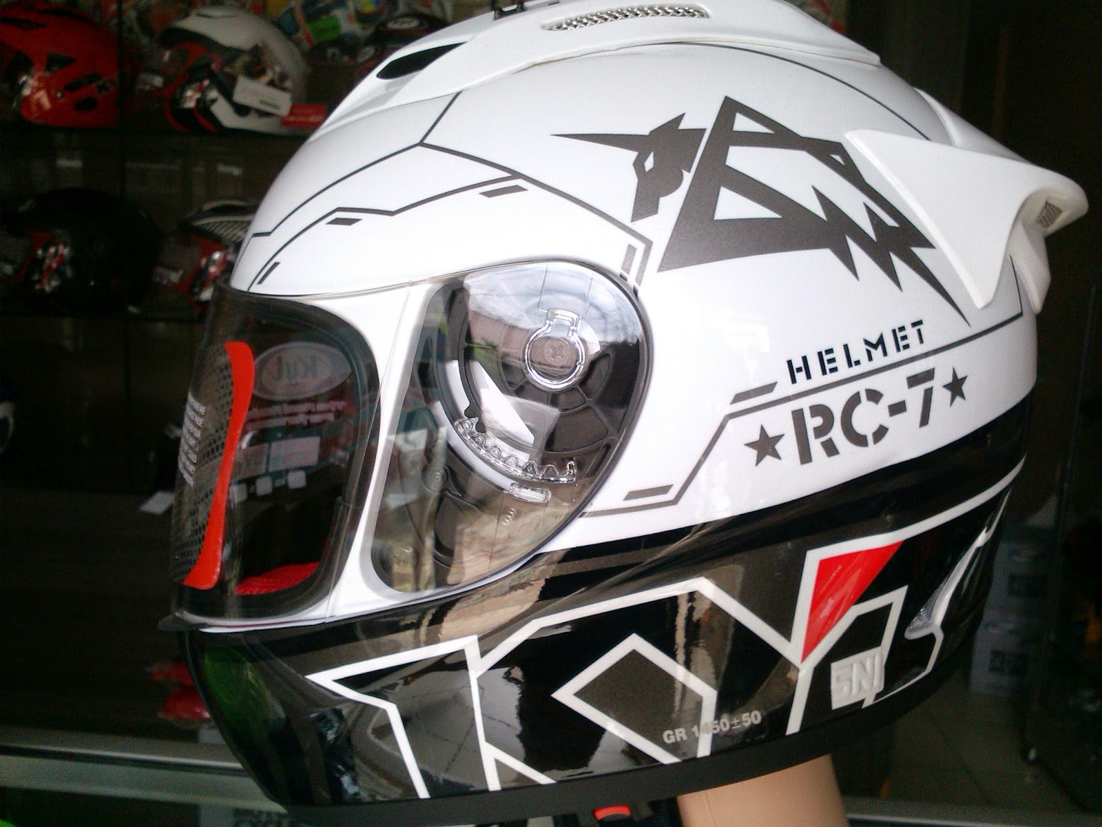 Jual Helm Motor Full Face Fullface KYT RC7 SEVEN #11 Black White Murah - Ice