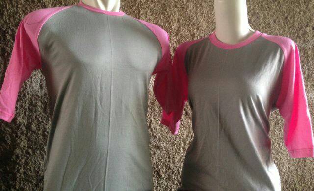 kaos raglan 34 polos 30s ( misty - pink ) kaos raglan 34 polos 30s ( misty - pink )