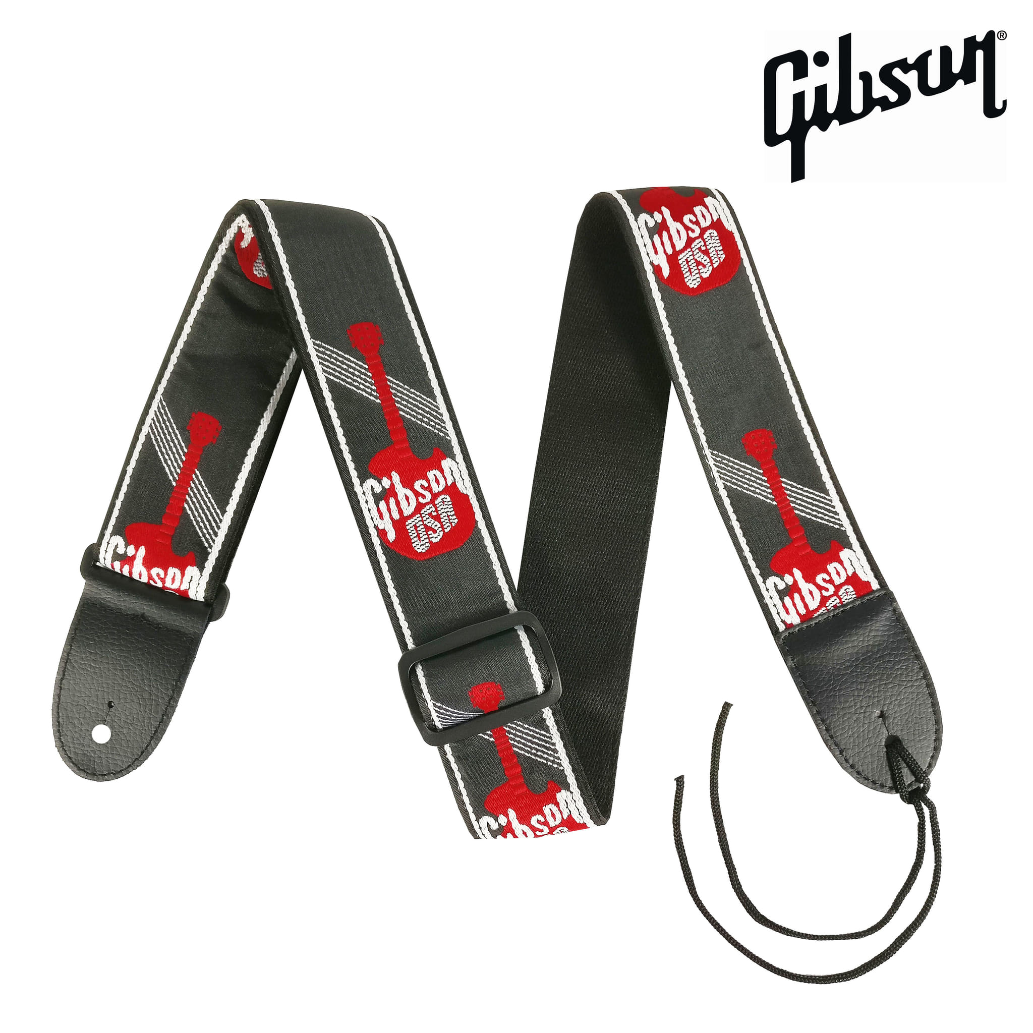 Strap Gitar Gibson Bonus Pick Woven Red Tali Gitar / Sabuk Gitar