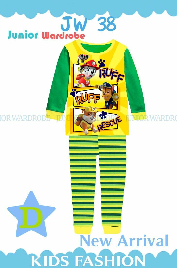 Piyama Paw Patrol Baju Tidur Anak Impor Kaos Adem Nyaman Kado Anak