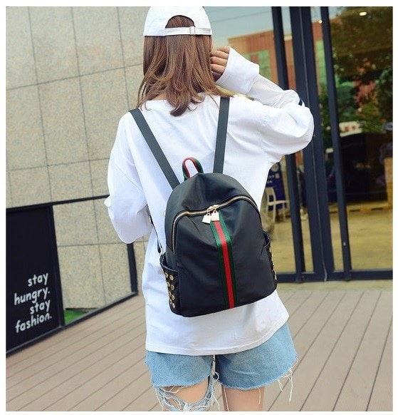 Backpack Tas Ransel Cewek Model Gucci - Tas Punggung Nilon Wanita Rng