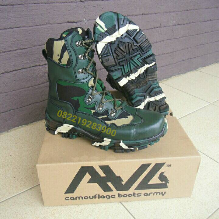 Sepatu PDL TNI AD Loreng Malvinas Kulit Hijau merk AWL tipe LBA-01