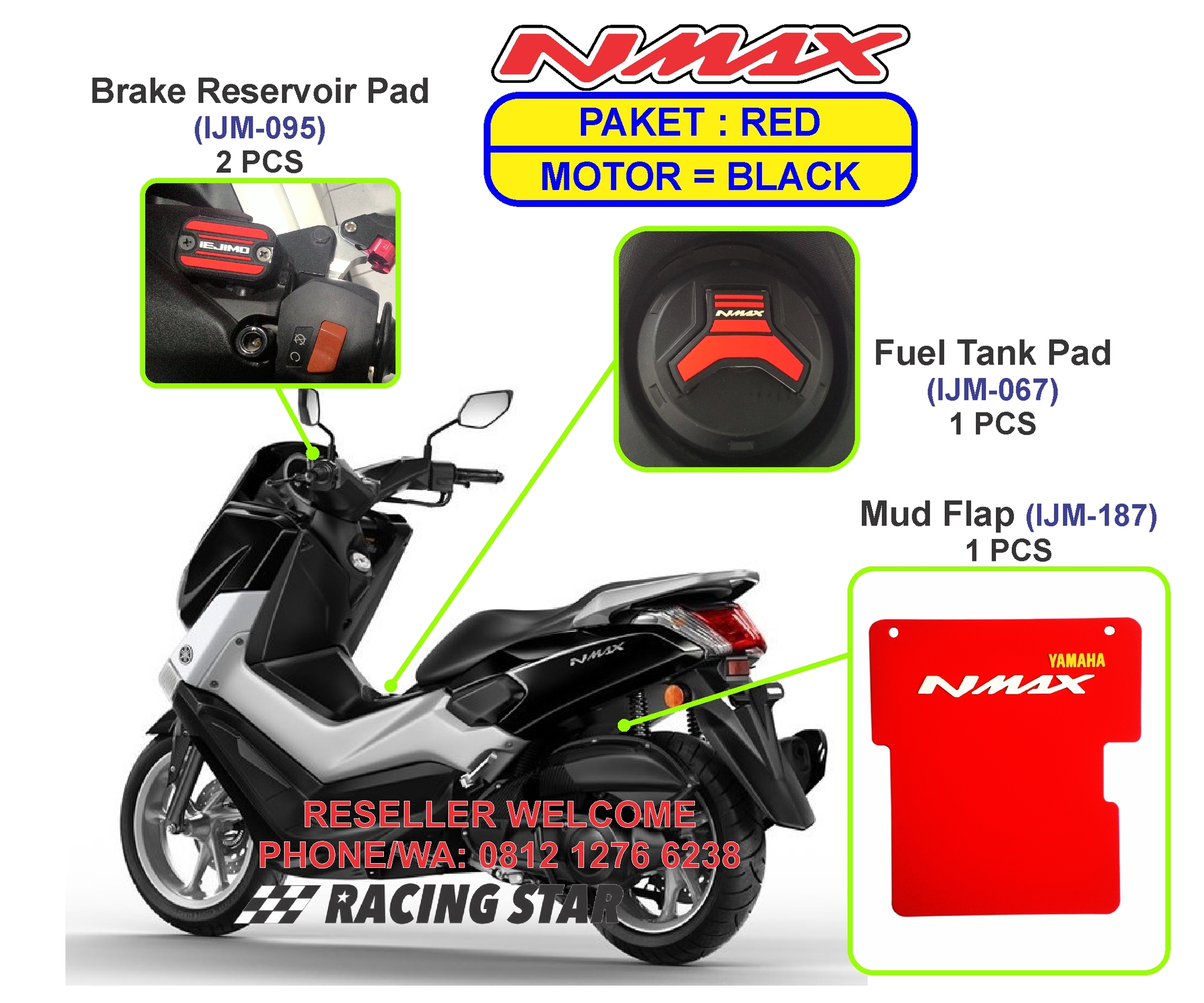 Jual AKSESORIS NMAX MUD FLAP NMAX TANK PAD BRAKE RESERVOIR PAD 4