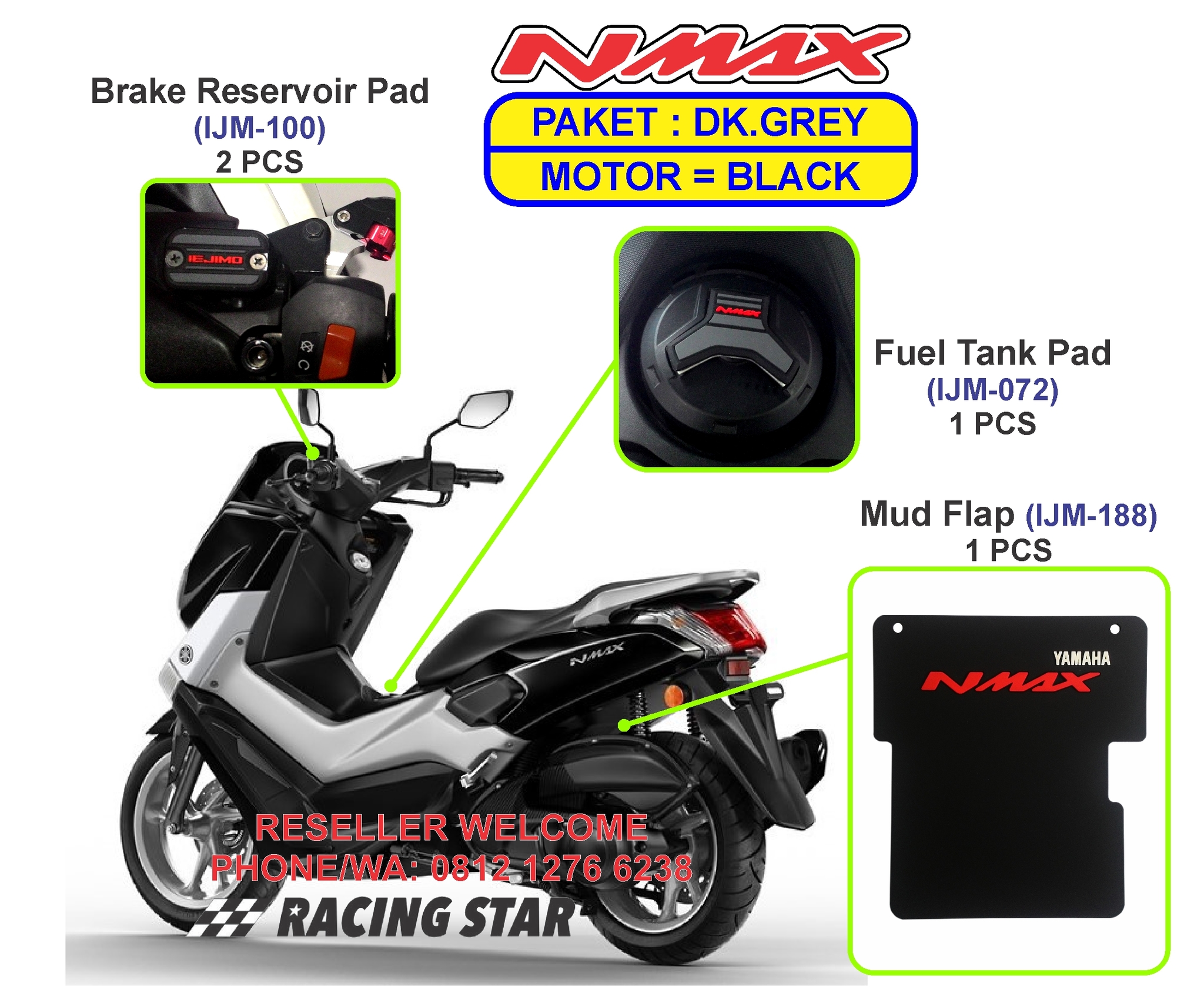 Jual AKSESORIS NMAX MUD FLAP NMAX TANK PAD BRAKE RESERVOIR PAD 4