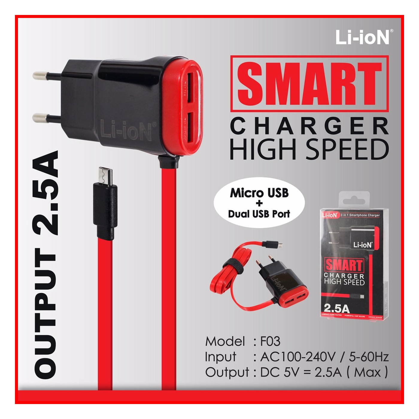 Super Li-ion 3 in 1 Smartphone Charger For Type C  Oppo