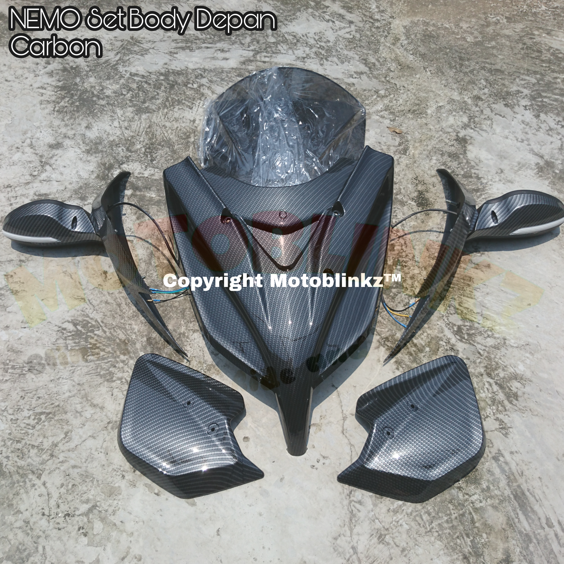 Jual NEMO Set Windshield Eagle Handguard Spion Lipat LED