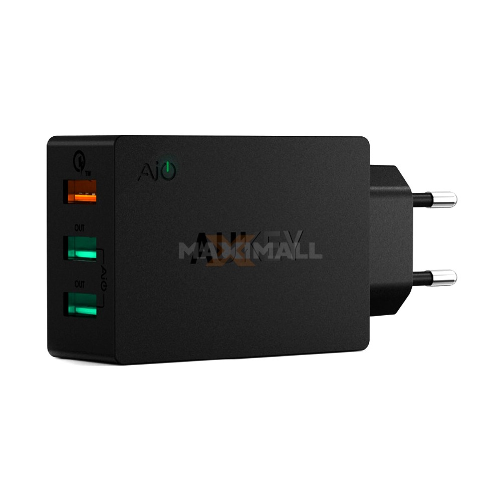 USB Wall Charger Aukey PA-T2 (EU Plug) 3 Ports, Quick Charge 2.0