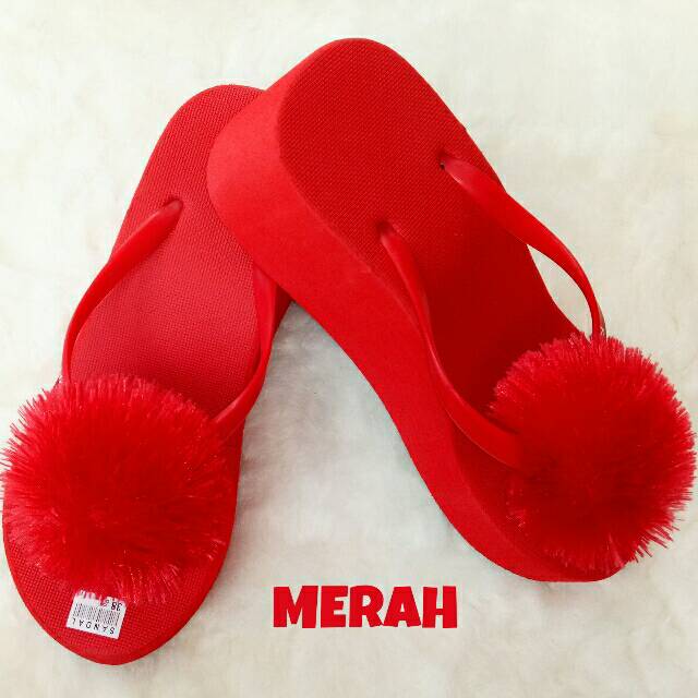 Wedges Anak Pompom jual wedges spon pom pom yuni grosir Wedges Anak Pompom jual wedges spon pom pom yuni grosir