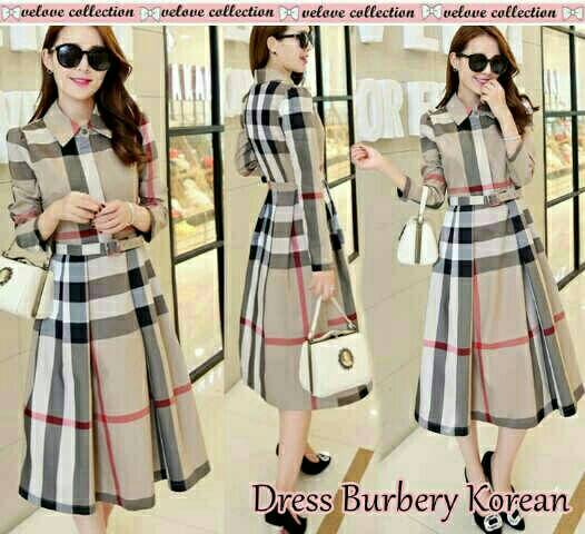 Dress Burberry Korean Pakaian Wanita Dewasa Dress terbaru