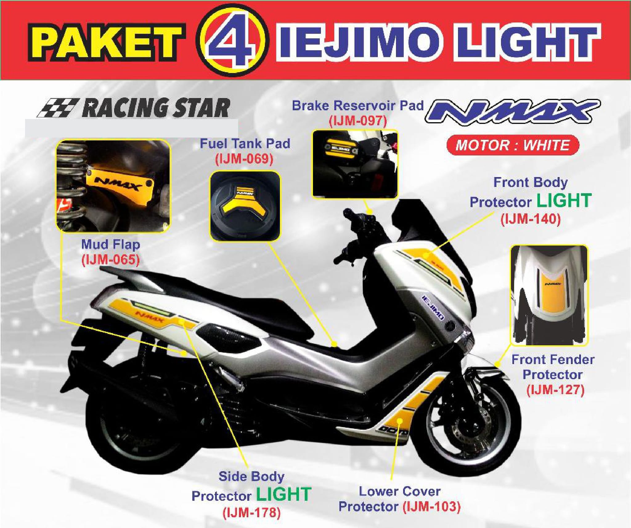 Jual AKSESORIS NMAX BODY PROTECTOR LIGHT STRIPING KARET NMAX