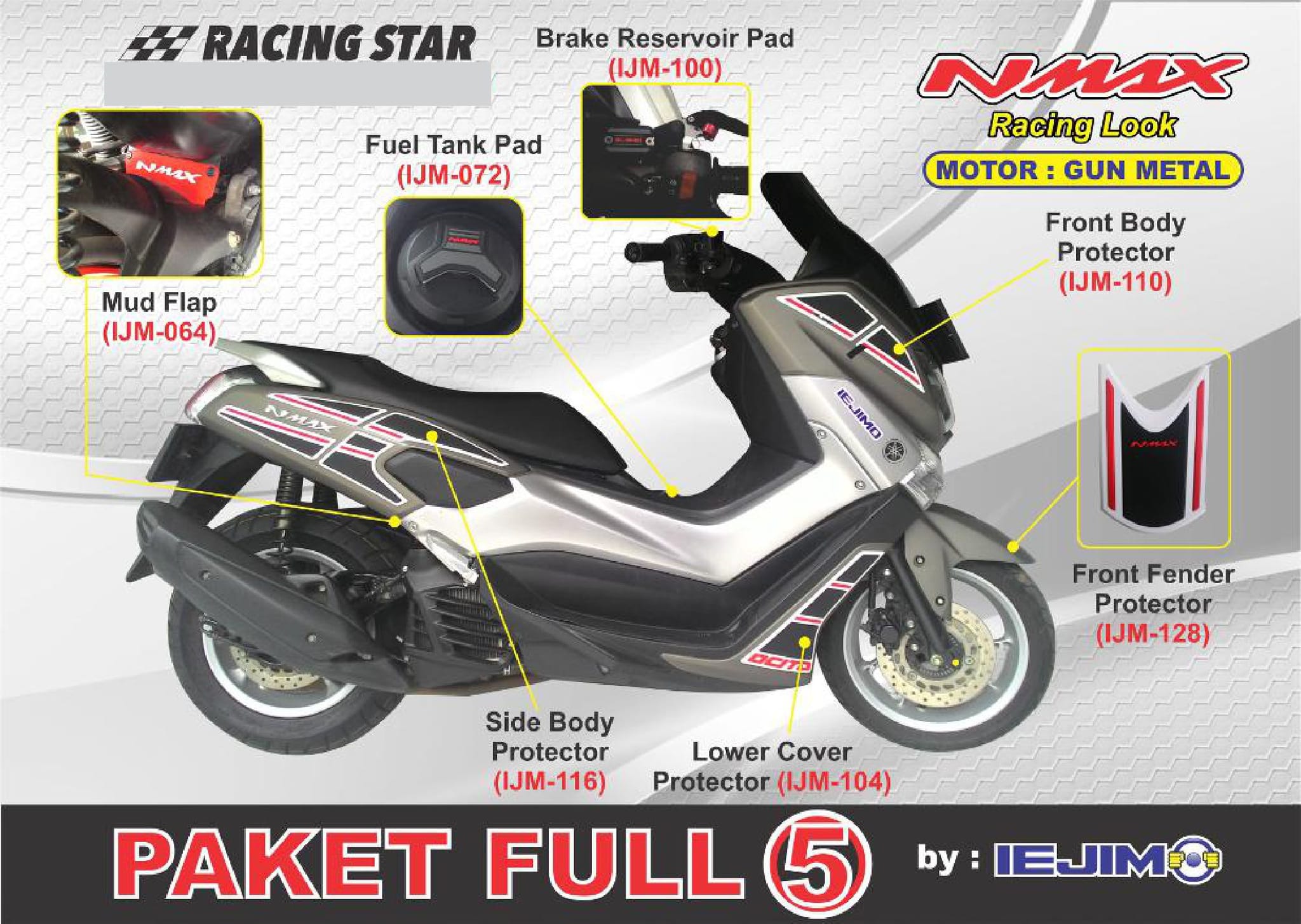 Jual BODY PROTECTOR NMAX AKSESORIS NMAX PAKET 5 Racing Star