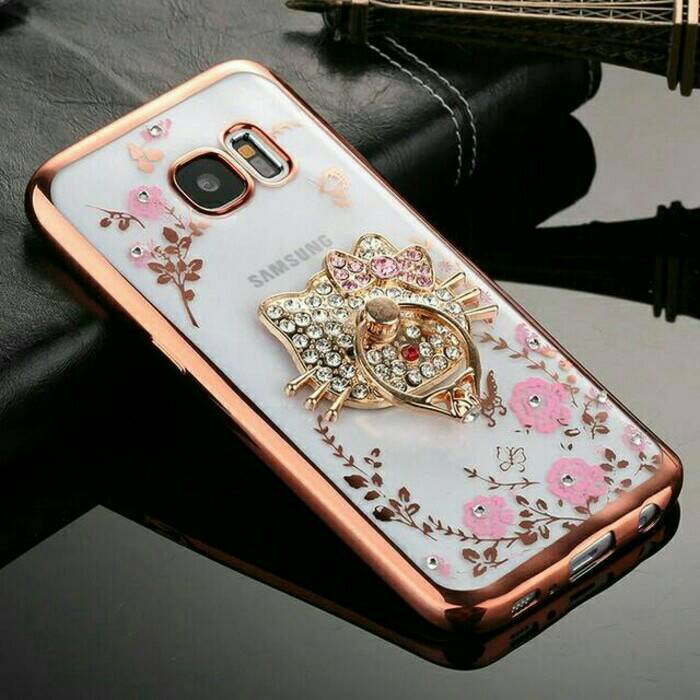 Oppo F1s A59 Flower Diamond Stand Holder With iRing Soft Cover Case