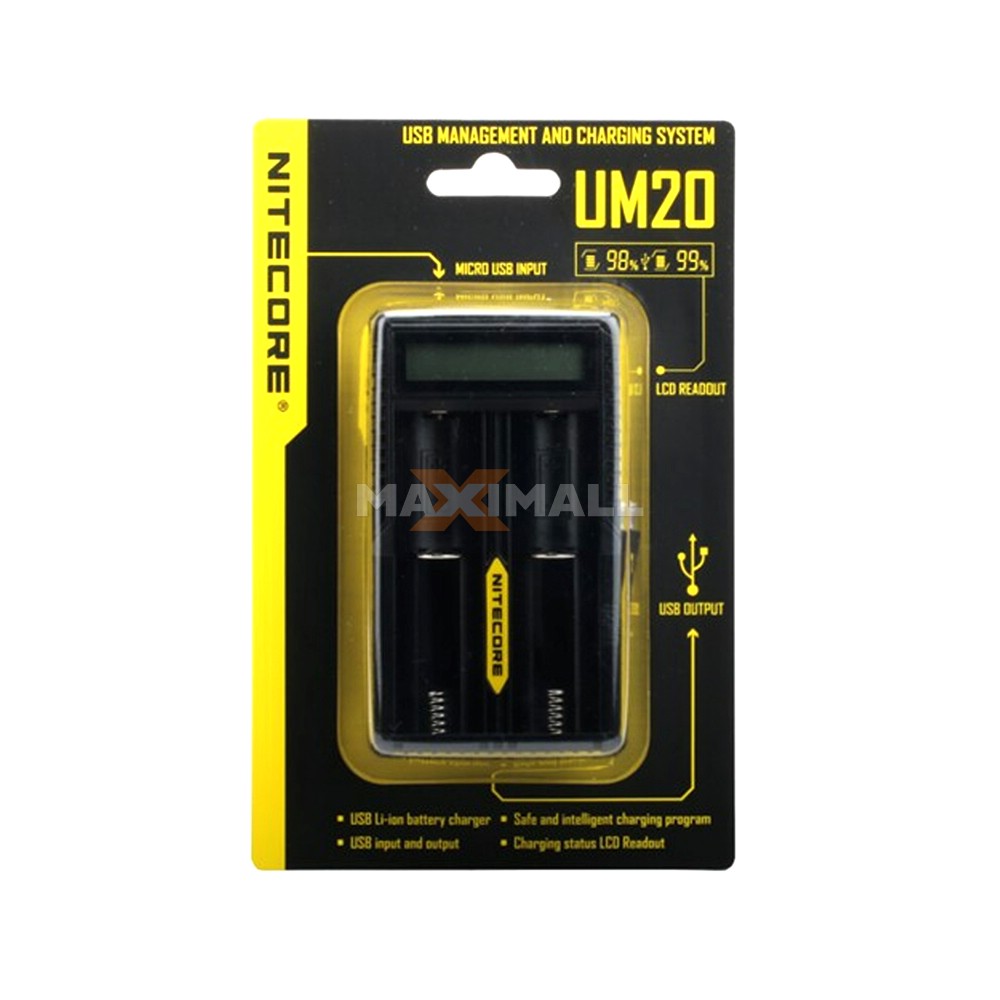Smart Battery Charger Nitecore UM20 - 2 Slots with LCD Display (18650)
