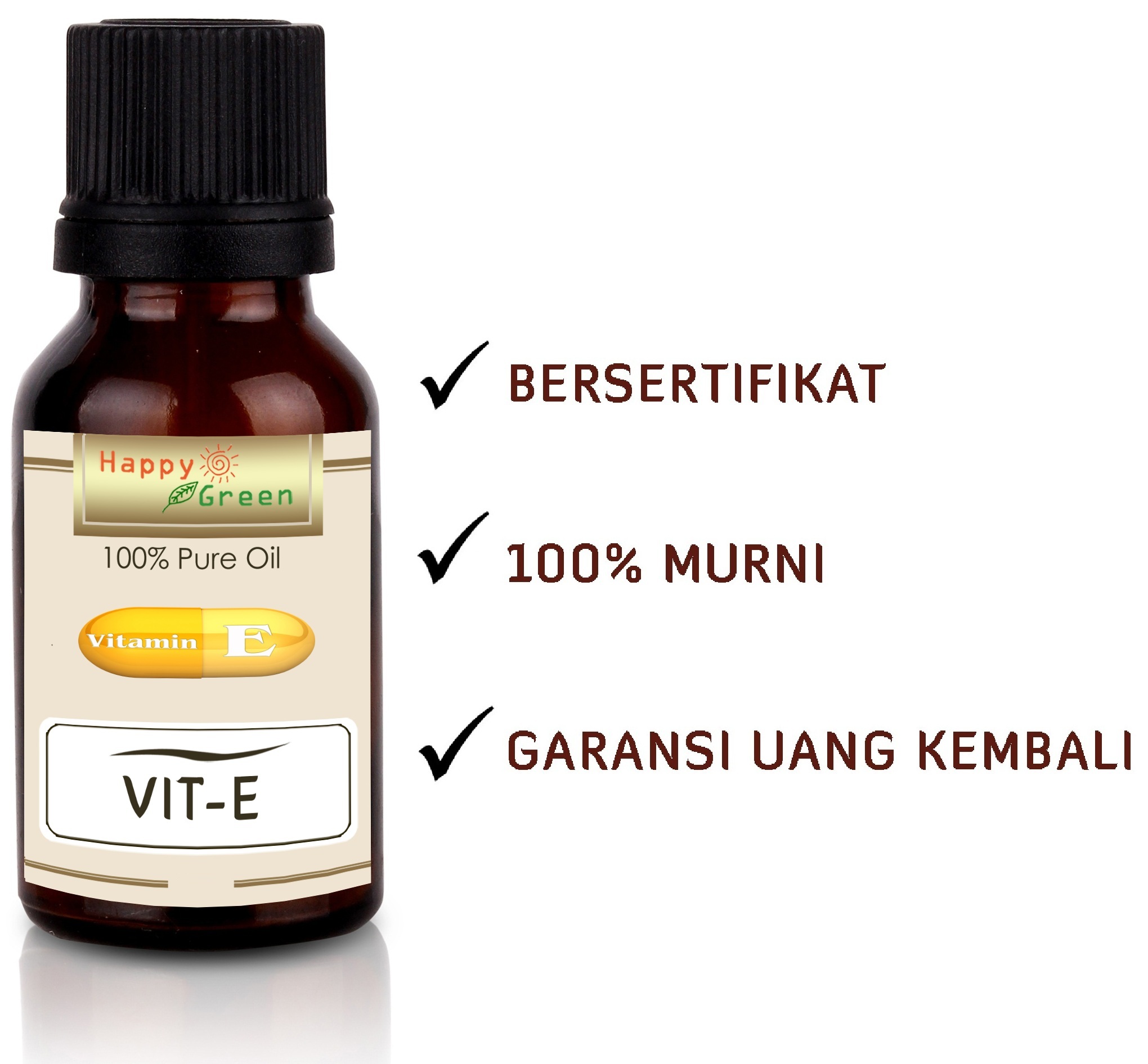 Happy Green Natural Vitamin E Oil (80 ml) Untuk Perawatan Rambut Kulit