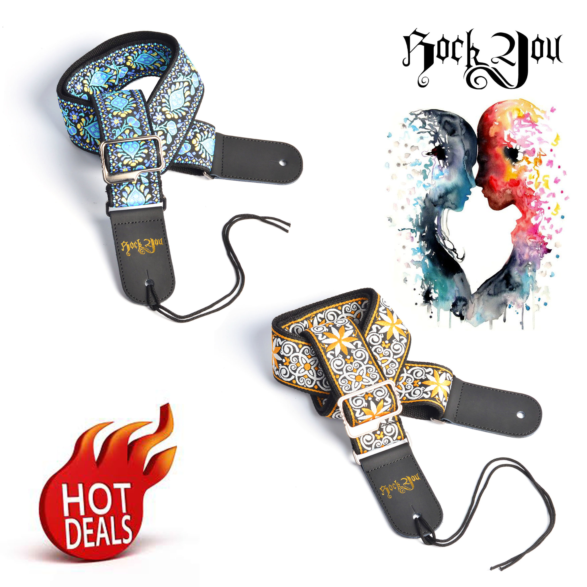 Strap Gitar Impor Bonus Pick Edisi Pasangan Tali Gitar / Sabuk Gitar