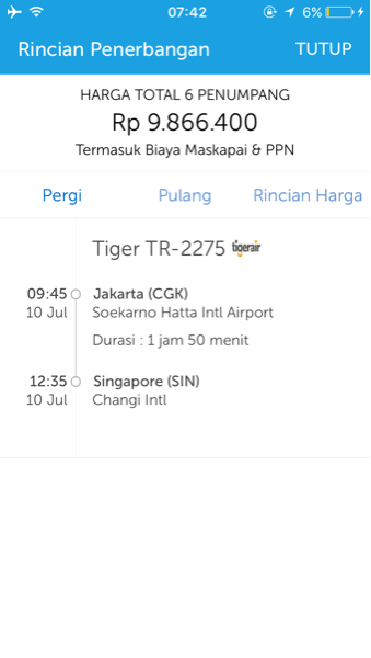 TIKET PESAWAT CGK SIN PP