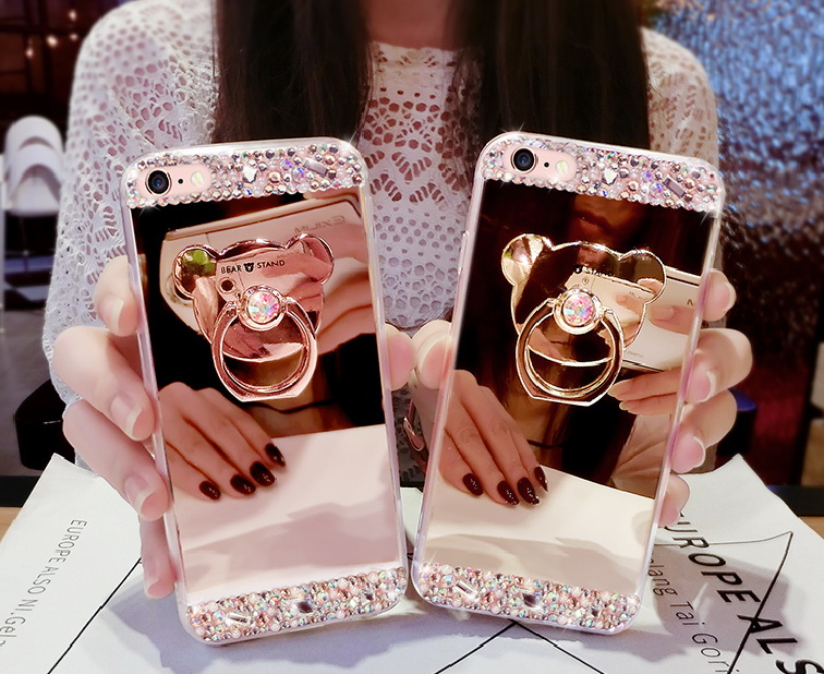 Soft Case Xiaomi Redmi Note 4X TPU Bear Metal Mirror Ring Stand Casing