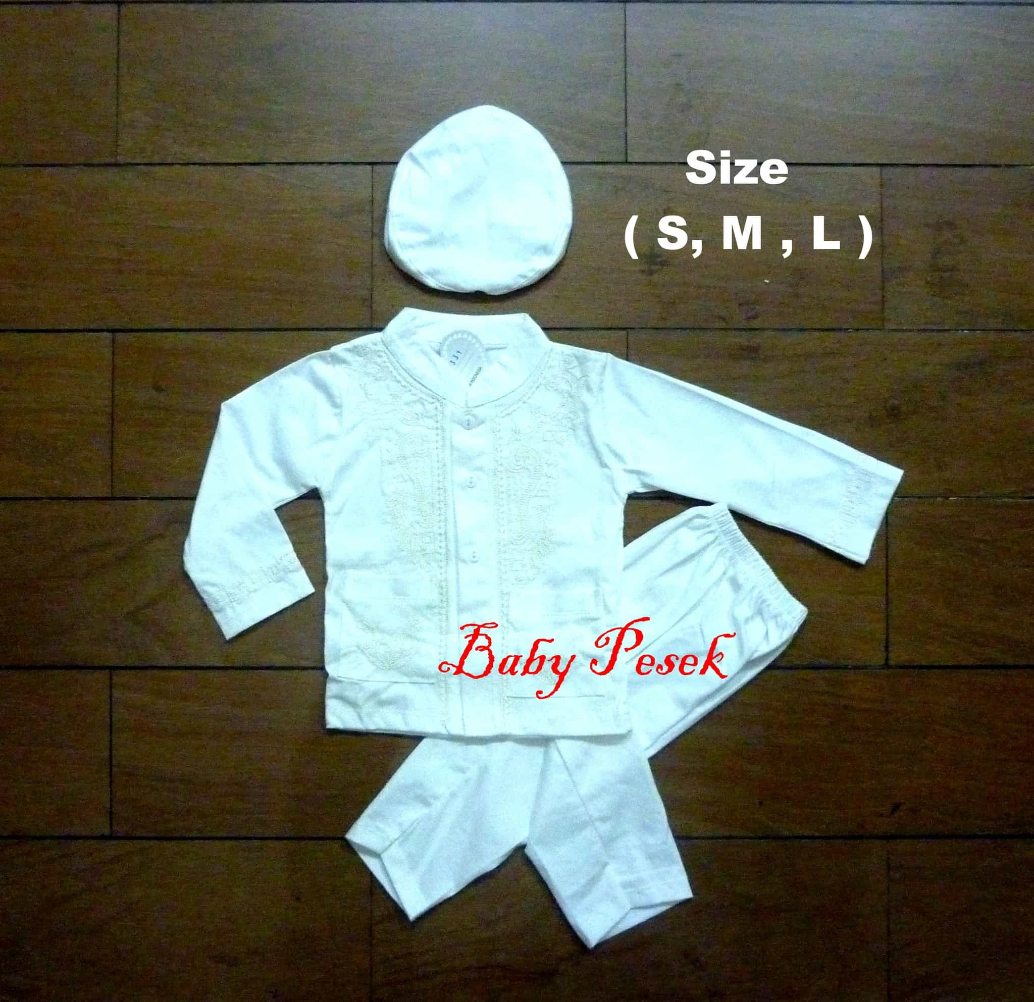 Baju Koko Muslim Setelan Anak Bayi Laki-Laki Putih