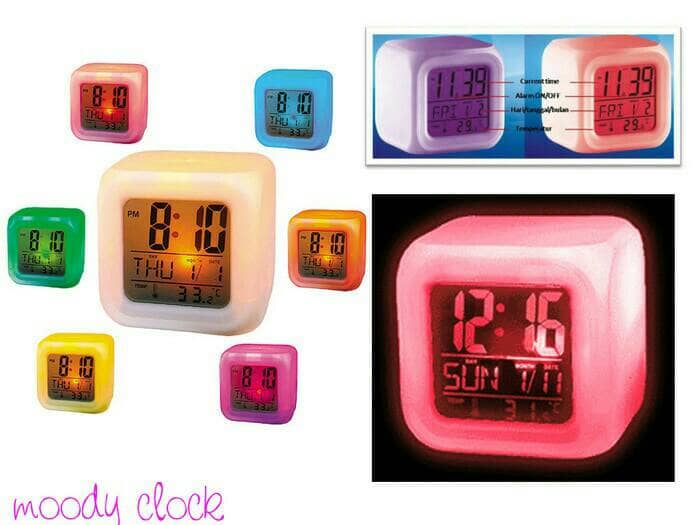Jam Moody Kubus Digital Watch Alarm Aksesoris Dekorasi Rumah Tangga