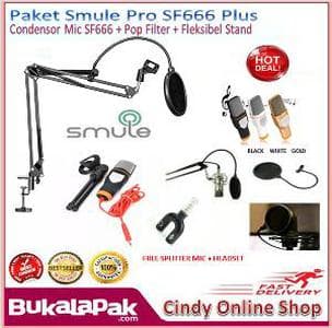 Paket Smule Microphone Condenser SF666 Live Streaming Or Karok Murah