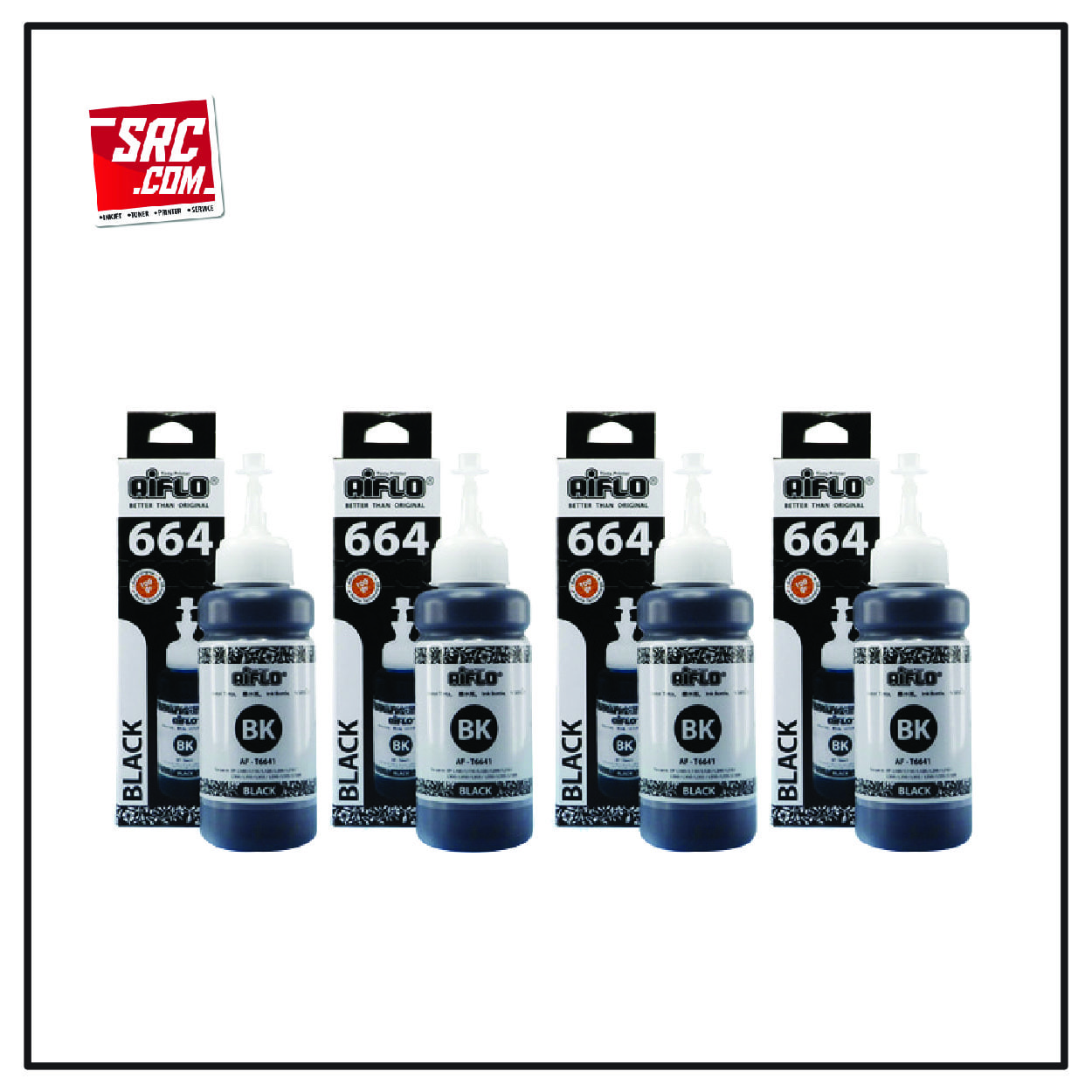 Aiflo 664 Paket Super Black Tinta Untuk Printer Epson L100 L200 L350