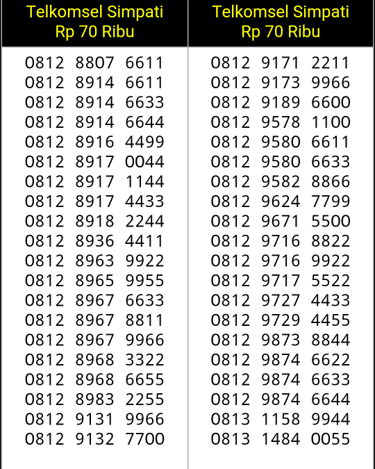 Telkomsel Simpati Nomor Cantik 0812 132 9966 Referensi Daftar Source · Nomor Cantik Simpati 70k Rapih