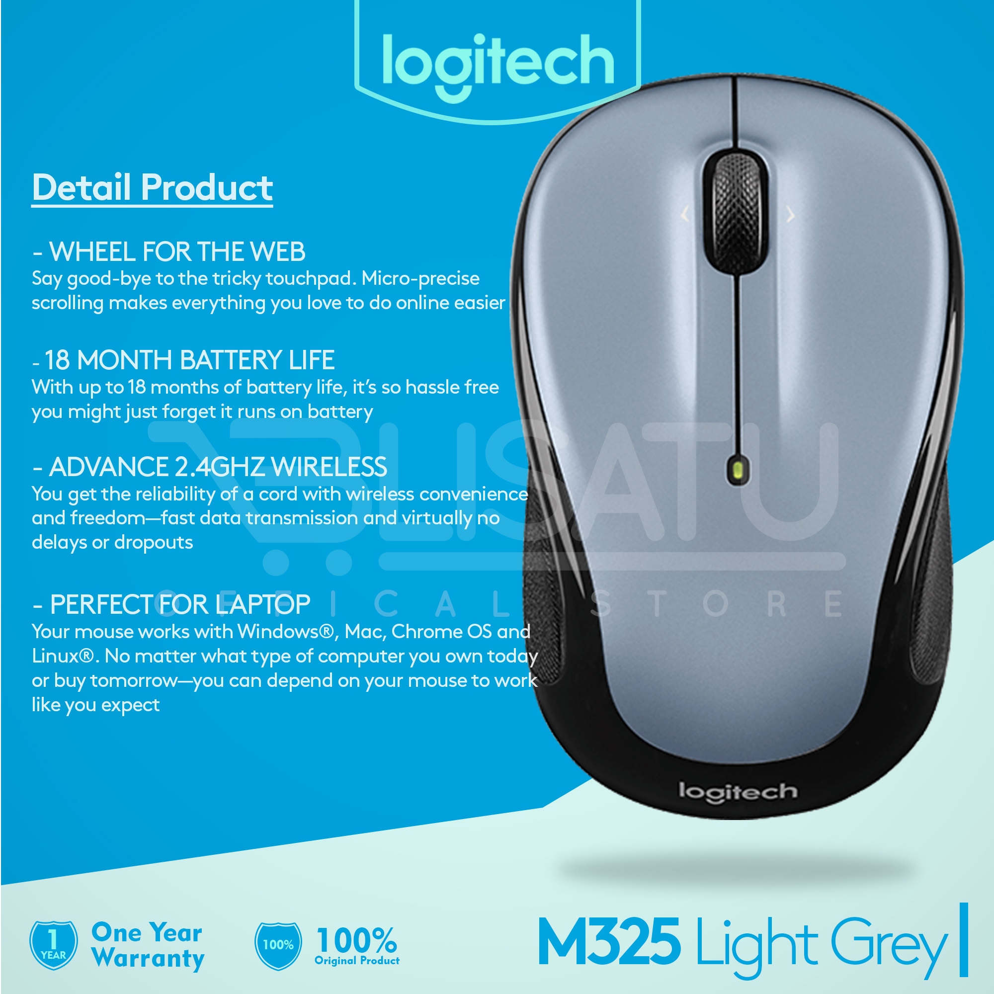 Logitech Wireless Mouse M325 Light Grey