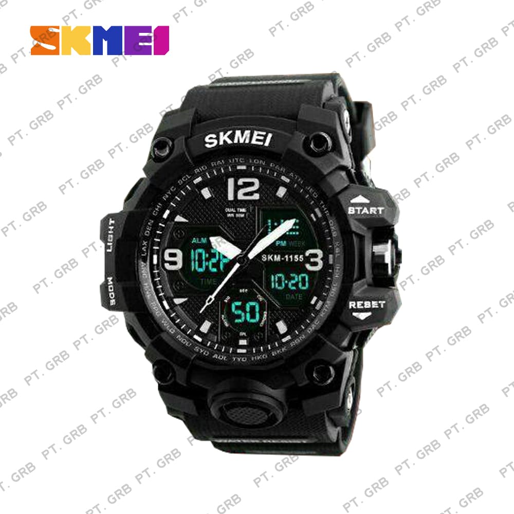 Jam Tangan Pria/Wanita Digital Analog SKMEI 1155B BLACK Water Resistant 50m