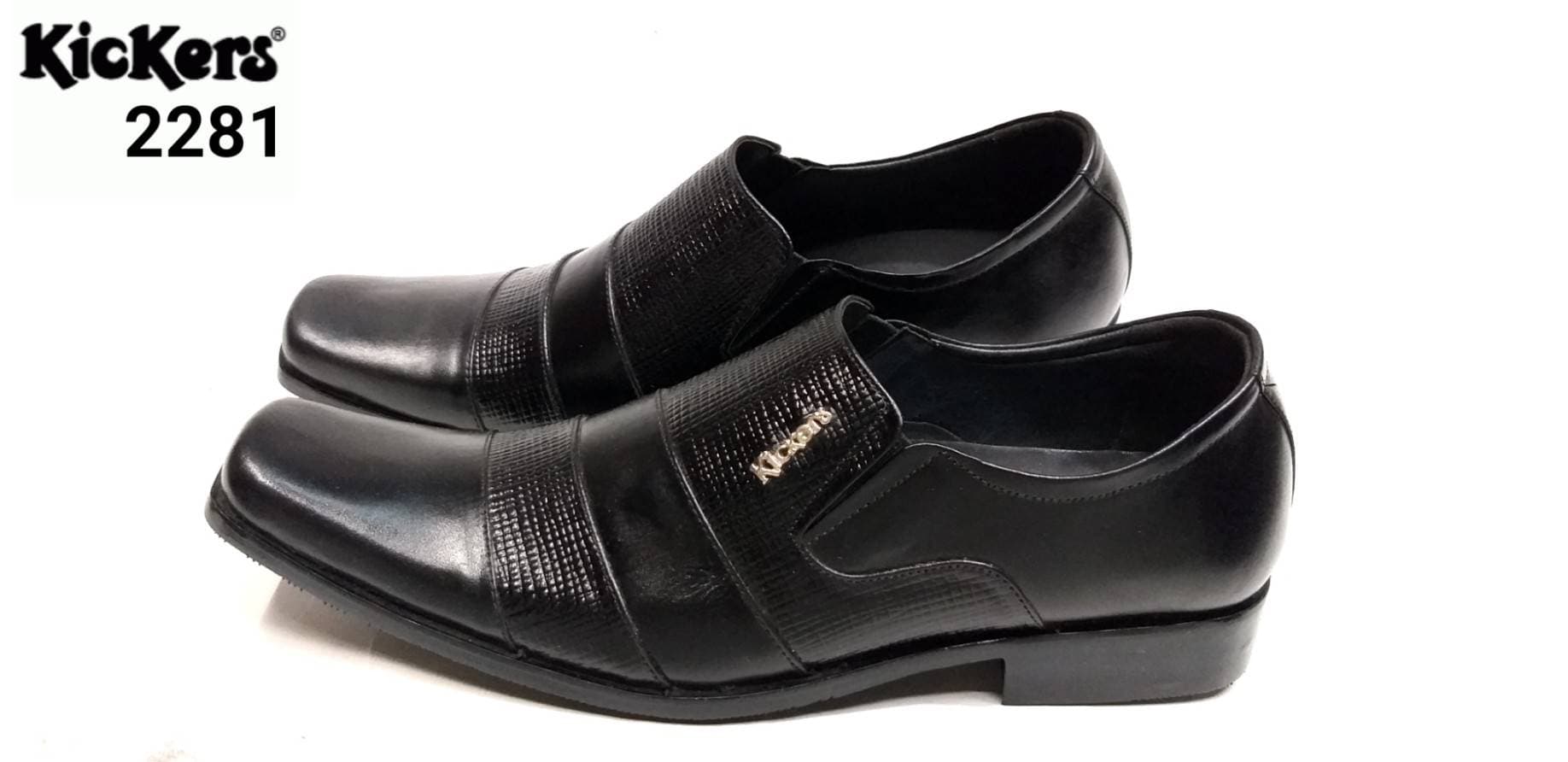 DISKON Sepatu Pantofel Pria Kickers 2281 Hitam Kulit Asli Formal Kerja Kantor