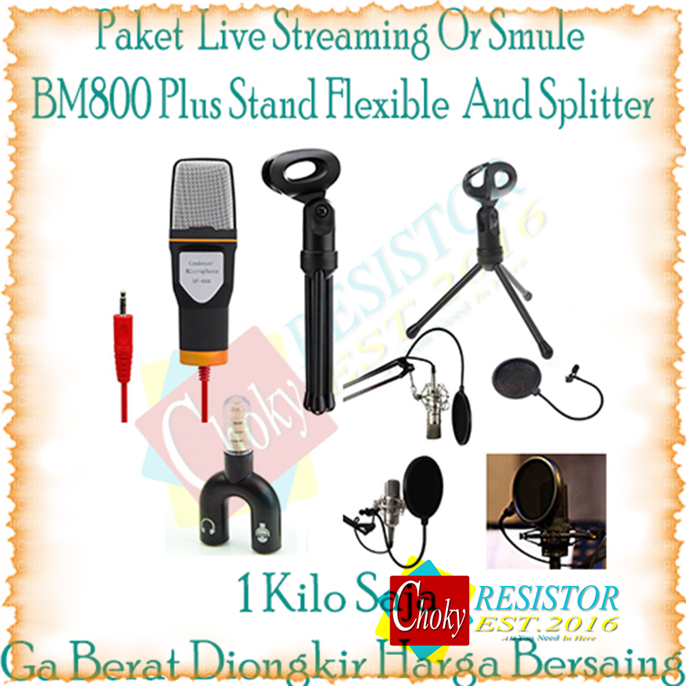 Paket Microphone Condenser Sf666pop Filterspliter For PcSmartphone