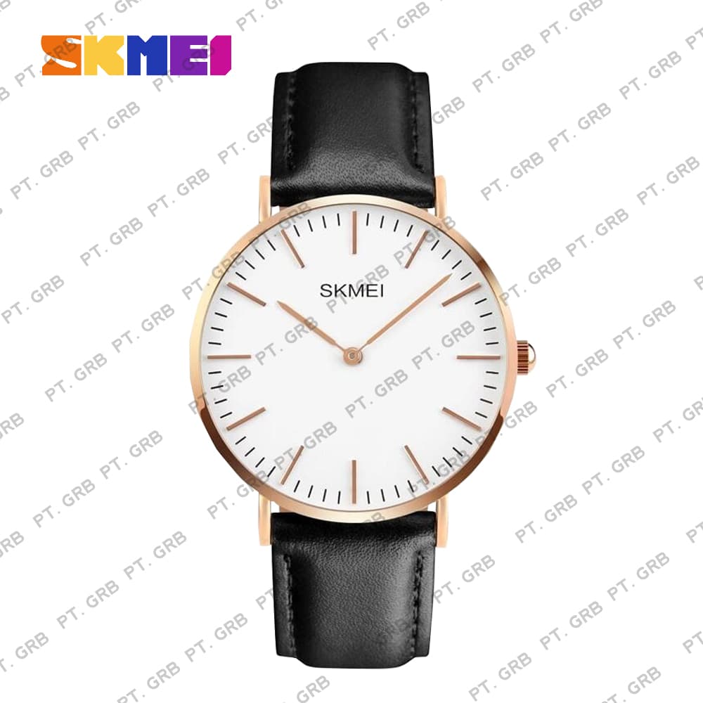 Jam Tangan Pria/Wanita Analog SKMEI 1181 Black Leather Water Resistant 30M