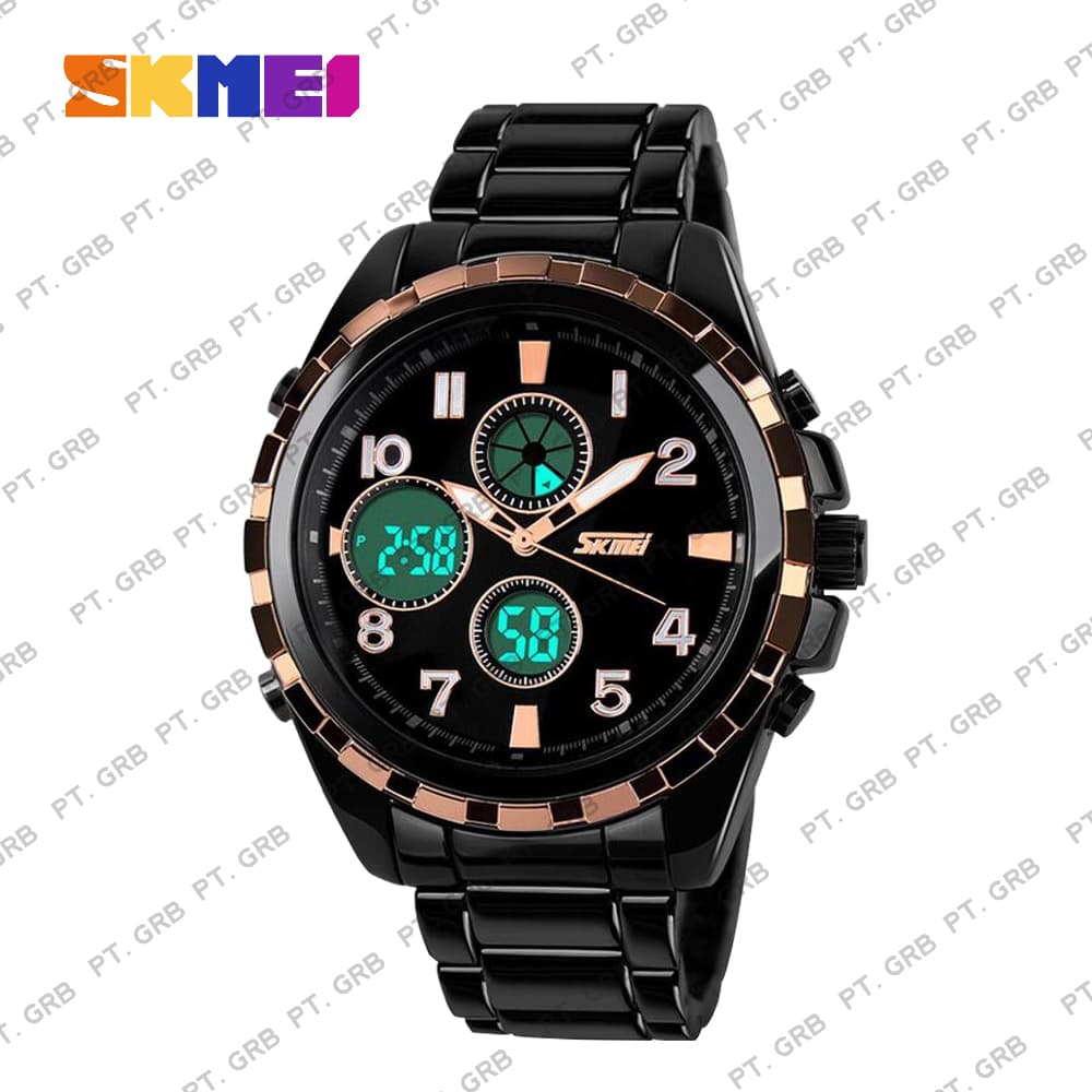 Jam Tangan Pria/Wanita Digital Analog SKMEI 1021 Golden Water Resistant 30M