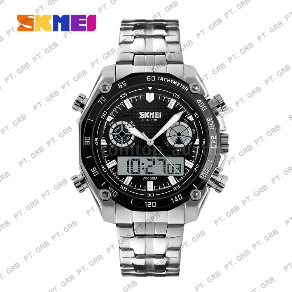 Jam Tangan Pria/Wanita Digital Analog SKMEI 1204 Black Water Resistant 30M