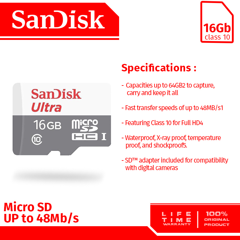 MicroSD 16GB / Memory Card 16GB Class 10 / MicroSD 16 GB Original