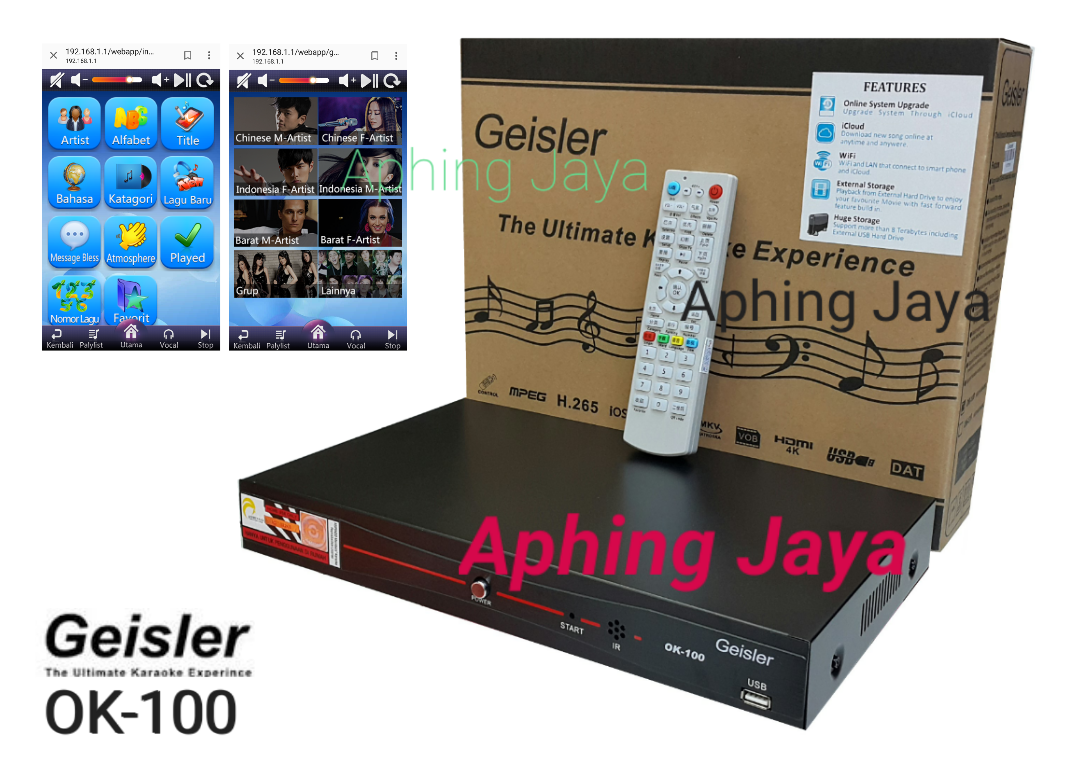 GEISLER DVD Super Karaoke OK-100 (Support Android Apple Smartphone)