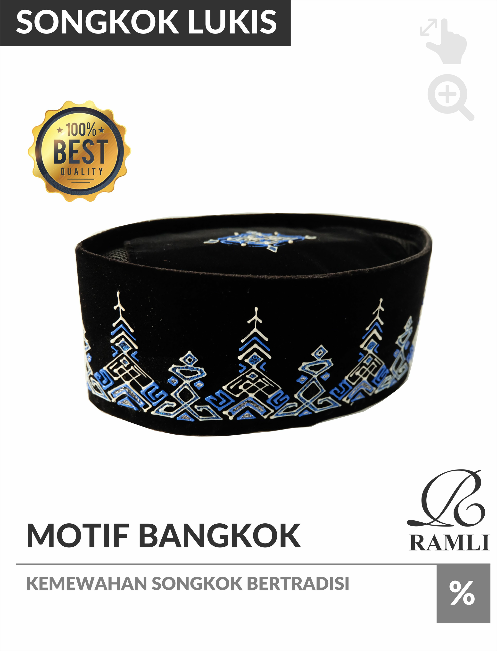Songkok Lukis Motif Bangkok
