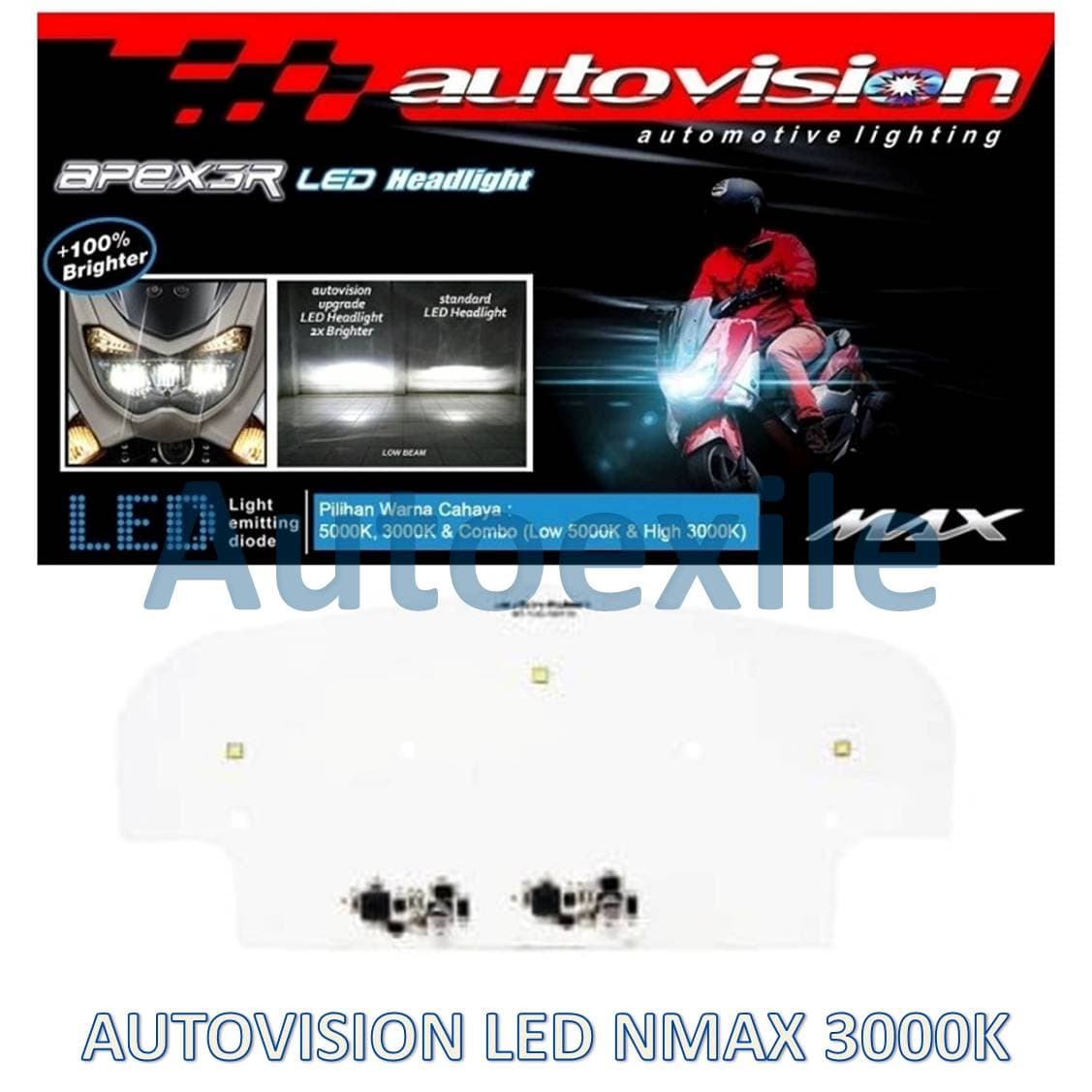 Autovision Apex3r Led Lampu Nmax Cahaya Kuning Low 3000k High 3000k