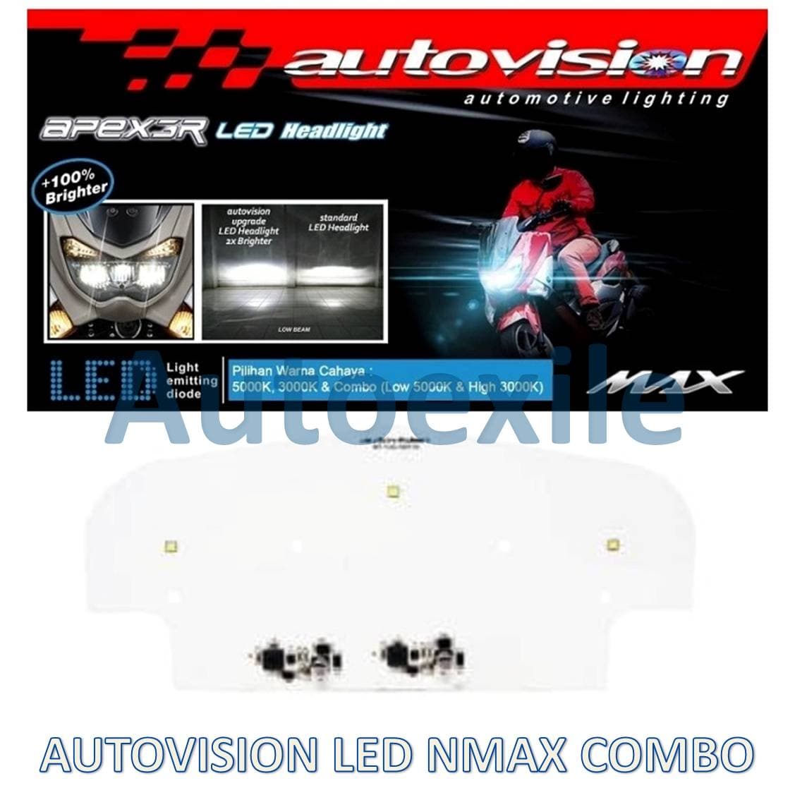 Autovision Apex3r Led Lampu Nmax Cahaya Combo Low 5000k High 3000k